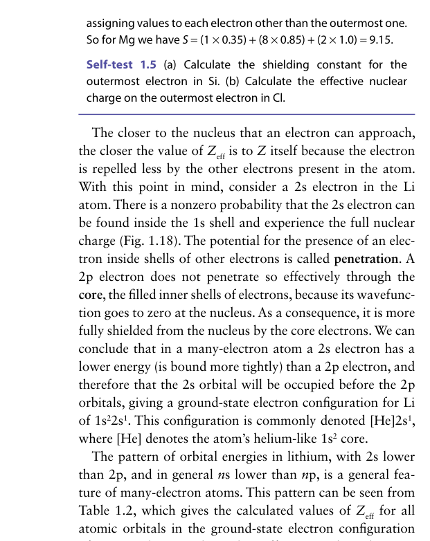 Penetration of 2s electron